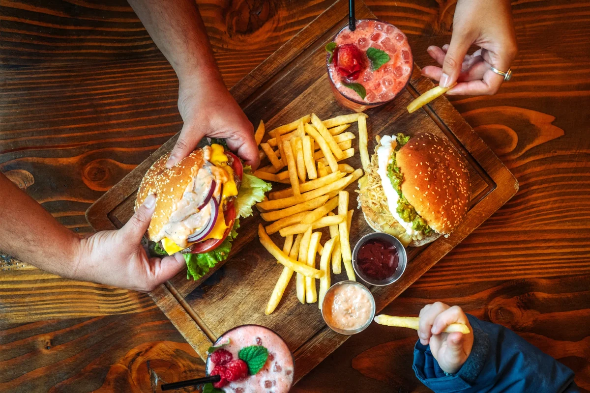 Burgers overhead
